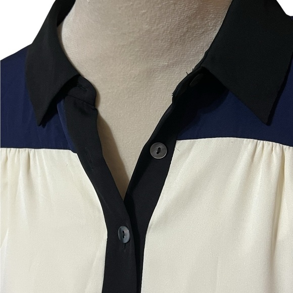 Diane Von Furstenberg Billie Silk Color Block Shirt Dress Size 4 - Picture 5 of 5